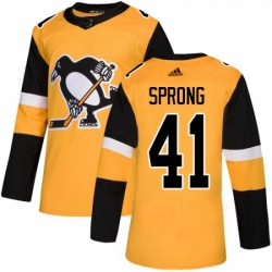 Youth Adidas Pittsburgh Penguins 41 Daniel Sprong Authentic Gold Alternate NHL Jersey 