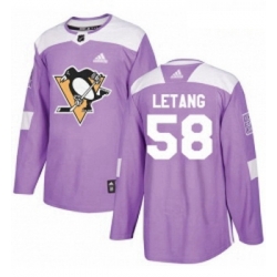Youth Adidas Pittsburgh Penguins 58 Kris Letang Authentic Purple Fights Cancer Practice NHL Jersey 