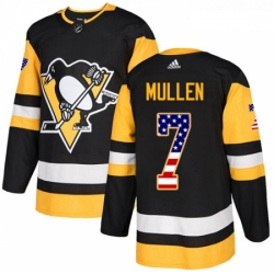 Youth Adidas Pittsburgh Penguins 7 Joe Mullen Authentic Black USA Flag Fashion NHL Jersey 