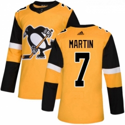 Youth Adidas Pittsburgh Penguins 7 Paul Martin Authentic Gold Alternate NHL Jersey 