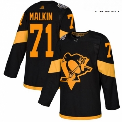Youth Adidas Pittsburgh Penguins 71 Evgeni Malkin Black Authentic 2019 Stadium Series Stitched NHL Jersey 