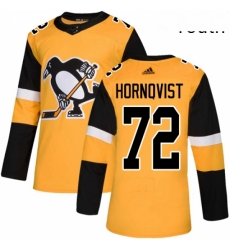 Youth Adidas Pittsburgh Penguins 72 Patric Hornqvist Authentic Gold Alternate NHL Jersey 