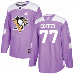 Youth Adidas Pittsburgh Penguins 77 Paul Coffey Authentic Purple Fights Cancer Practice NHL Jersey 