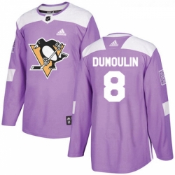 Youth Adidas Pittsburgh Penguins 8 Brian Dumoulin Authentic Purple Fights Cancer Practice NHL Jersey 