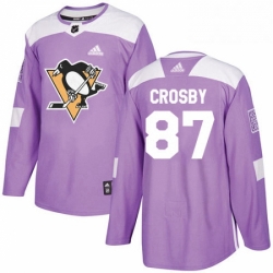 Youth Adidas Pittsburgh Penguins 87 Sidney Crosby Authentic Purple Fights Cancer Practice NHL Jersey 