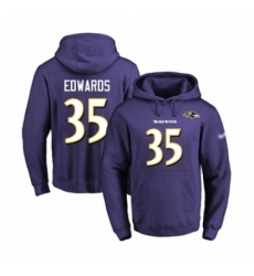 Football Mens Baltimore Ravens 35 Gus Edwards Purple Name Number Pullover Hoodie