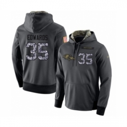 Football Mens Baltimore Ravens 35 Gus Edwards Stitched Black Anthracite Salute to Service Player Performance Hoodie