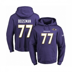 Football Mens Baltimore Ravens 77 Bradley Bozeman Purple Name Number Pullover Hoodie