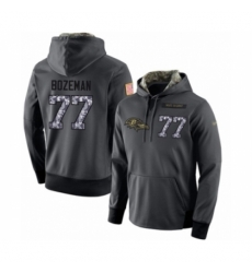 Football Mens Baltimore Ravens 77 Bradley Bozeman Stitched Black Anthracite Salute to Service Player Performance Hoodie