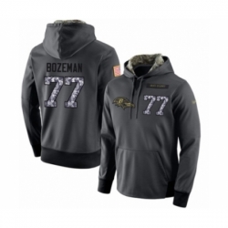 Football Mens Baltimore Ravens 77 Bradley Bozeman Stitched Black Anthracite Salute to Service Player Performance Hoodie