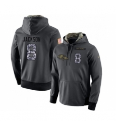 Football Mens Baltimore Ravens 8 Lamar Jackson Stitched Black Anthracite Salute to Service Player Performance Hoodie