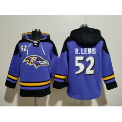 Men Baltimore Ravens 52 Ray Lewis Ageless Must Have Lace Up Pullover Hoodie
