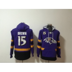 Men Nike Baltimore Ravens Marquise Brown 15 NFL Winter Thick Hoodie