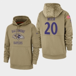 Mens Baltimore Ravens 20 Ed Reed 2019 Salute to Service Sideline Therma Pullover Hoodie Tan