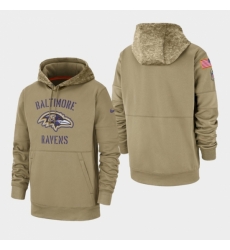 Mens Baltimore Ravens Tan 2019 Salute to Service Sideline Therma Pullover Hoodie
