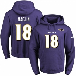 NFL Mens Nike Baltimore Ravens 18 Jeremy Maclin Purple Name Number Pullover Hoodie