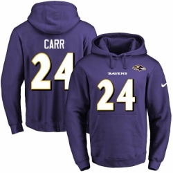 NFL Mens Nike Baltimore Ravens 24 Brandon Carr Purple Name Number Pullover Hoodie