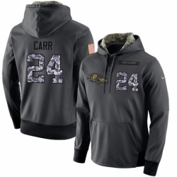 NFL Mens Nike Baltimore Ravens 24 Brandon Carr Stitched Black Anthracite Salute to Service Player Performance Hoodie
