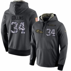 NFL Mens Nike Baltimore Ravens 34 Alex Collins Stitched Black Anthracite Salute to Service Player Performance Hoodie