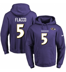 NFL Mens Nike Baltimore Ravens 5 Joe Flacco Purple Name Number Pullover Hoodie