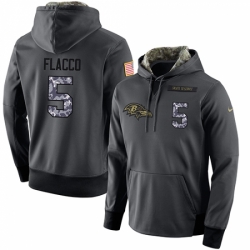 NFL Mens Nike Baltimore Ravens 5 Joe Flacco Stitched Black Anthracite Salute to Service Player Performance Hoodie