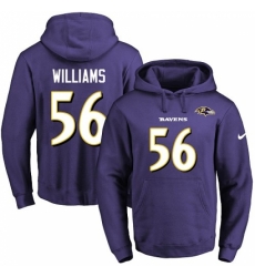 NFL Mens Nike Baltimore Ravens 56 Tim Williams Purple Name Number Pullover Hoodie
