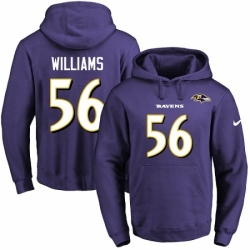 NFL Mens Nike Baltimore Ravens 56 Tim Williams Purple Name Number Pullover Hoodie