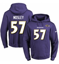 NFL Mens Nike Baltimore Ravens 57 CJ Mosley Purple Name Number Pullover Hoodie