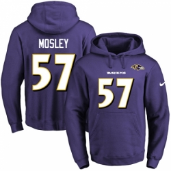 NFL Mens Nike Baltimore Ravens 57 CJ Mosley Purple Name Number Pullover Hoodie