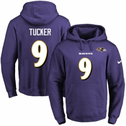 NFL Mens Nike Baltimore Ravens 9 Justin Tucker Purple Name Number Pullover Hoodie