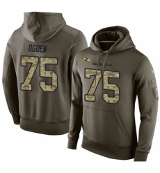 NFL Nike Baltimore Ravens 75 Jonathan Ogden Green Salute To Service Mens Pullover Hoodie