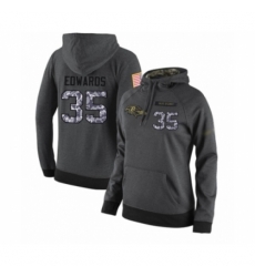 Football Womens Baltimore Ravens 35 Gus Edwards Stitched Black Anthracite Salute to Service Player Performance Hoodie
