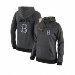 Football Womens Baltimore Ravens 8 Lamar Jackson Stitched Black Anthracite Salute to Service Player Performance Hoodie