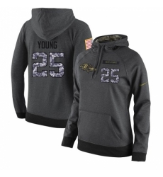 NFL Womens Nike Baltimore Ravens 25 Tavon Young Stitched Black Anthracite Salute to Service Player Performance Hoodie