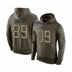 Football Mens Buffalo Bills 89 Tommy Sweeney Green Salute To Service Pullover Hoodie