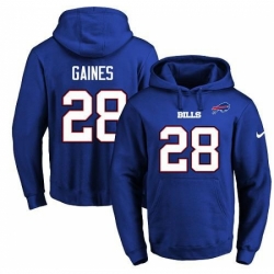 NFL Mens Nike Buffalo Bills 28 EJ Gaines Royal Blue Name Number Pullover Hoodie
