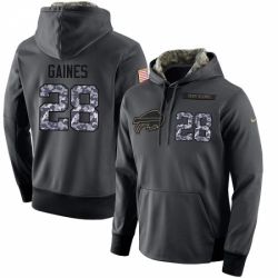 NFL Mens Nike Buffalo Bills 28 EJ Gaines Stitched Black Anthracite Salute to Service Player Performance Hoodie