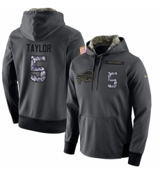 NFL Mens Nike Buffalo Bills 5 Tyrod Taylor Stitched Black Anthracite Salute to Service Player Performance Hoodie