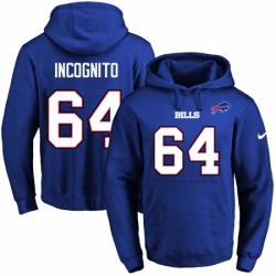 NFL Mens Nike Buffalo Bills 64 Richie Incognito Royal Blue Name Number Pullover Hoodie