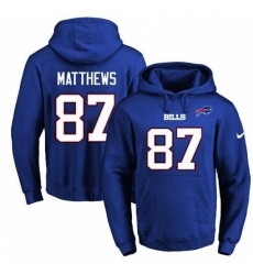 NFL Mens Nike Buffalo Bills 87 Jordan Matthews Royal Blue Name Number Pullover Hoodie