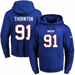 NFL Mens Nike Buffalo Bills 91 Cedric Thornton Royal Blue Name Number Pullover Hoodie