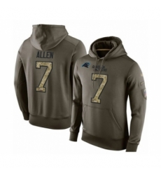 Football Carolina Panthers 7 Kyle Allen Green Salute To Service Mens Pullover Hoodie