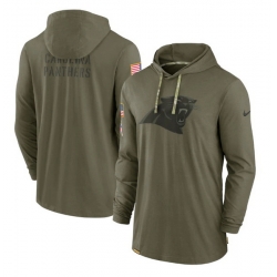 Men Carolina Panthers 2022 Olive Salute To Service Tonal Pullover Hoodie