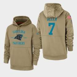 Mens Carolina Panthers 7 Kyle Allen 2019 Salute to Service Sideline Therma Pullover Hoodie Tan