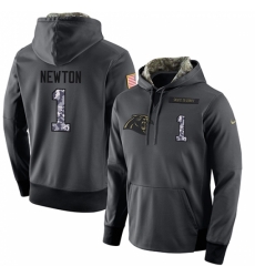 NFL Mens Nike Carolina Panthers 1 Cam Newton Stitched Black Anthracite Salute to Service Player Performance Hoodie