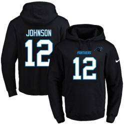 NFL Mens Nike Carolina Panthers 12 Charles Johnson Black Name Number Pullover Hoodie