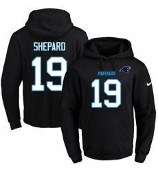 NFL Mens Nike Carolina Panthers 19 Russell Shepard Black Name Number Pullover Hoodie