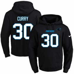 NFL Mens Nike Carolina Panthers 30 Stephen Curry Black Name Number Pullover Hoodie