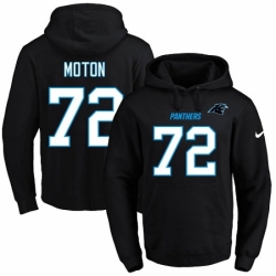 NFL Mens Nike Carolina Panthers 72 Taylor Moton Black Name Number Pullover Hoodie