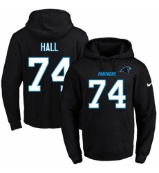 NFL Mens Nike Carolina Panthers 74 Daeshon Hall Black Name Number Pullover Hoodie